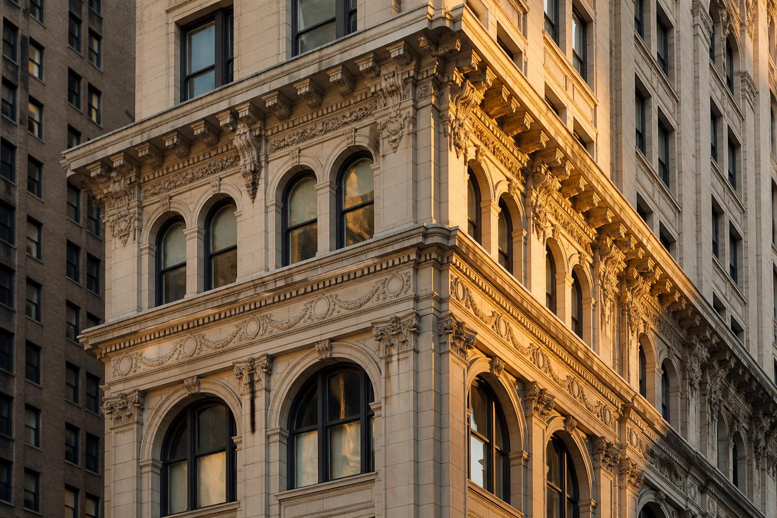 Pre-war New York limestone facade